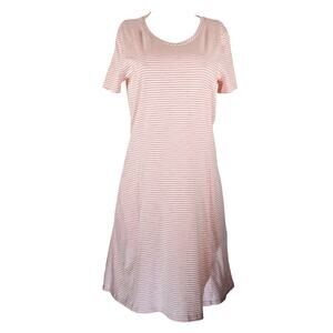 Toad & Co. Pink Sand Mini Stripe Lightweight Athleisure Windmere SS Dress M NWT